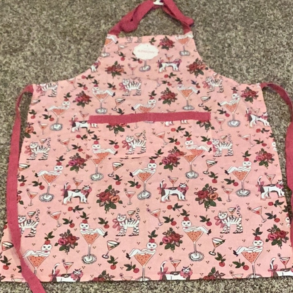 Kitchen Apron with Cats & Cocktails motif
